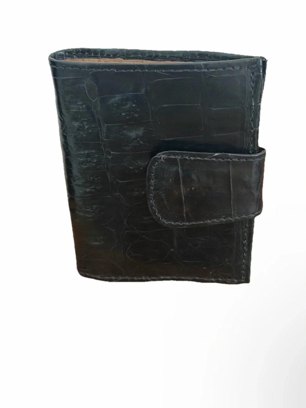 Genuine Alligator Skin Bifold Black  Leather Snap Wallet NWT